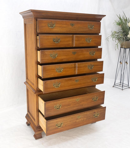 Light Walnut Chest on Chest Dresser High Boy Brass Pulls by Thomasville MINT!