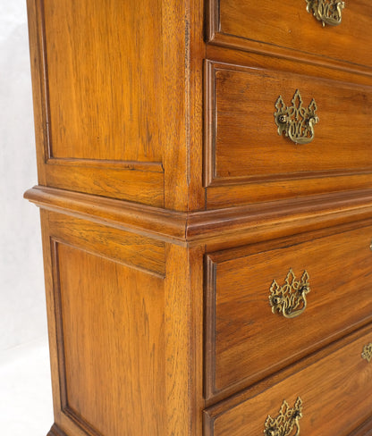Light Walnut Chest on Chest Dresser High Boy Brass Pulls by Thomasville MINT!