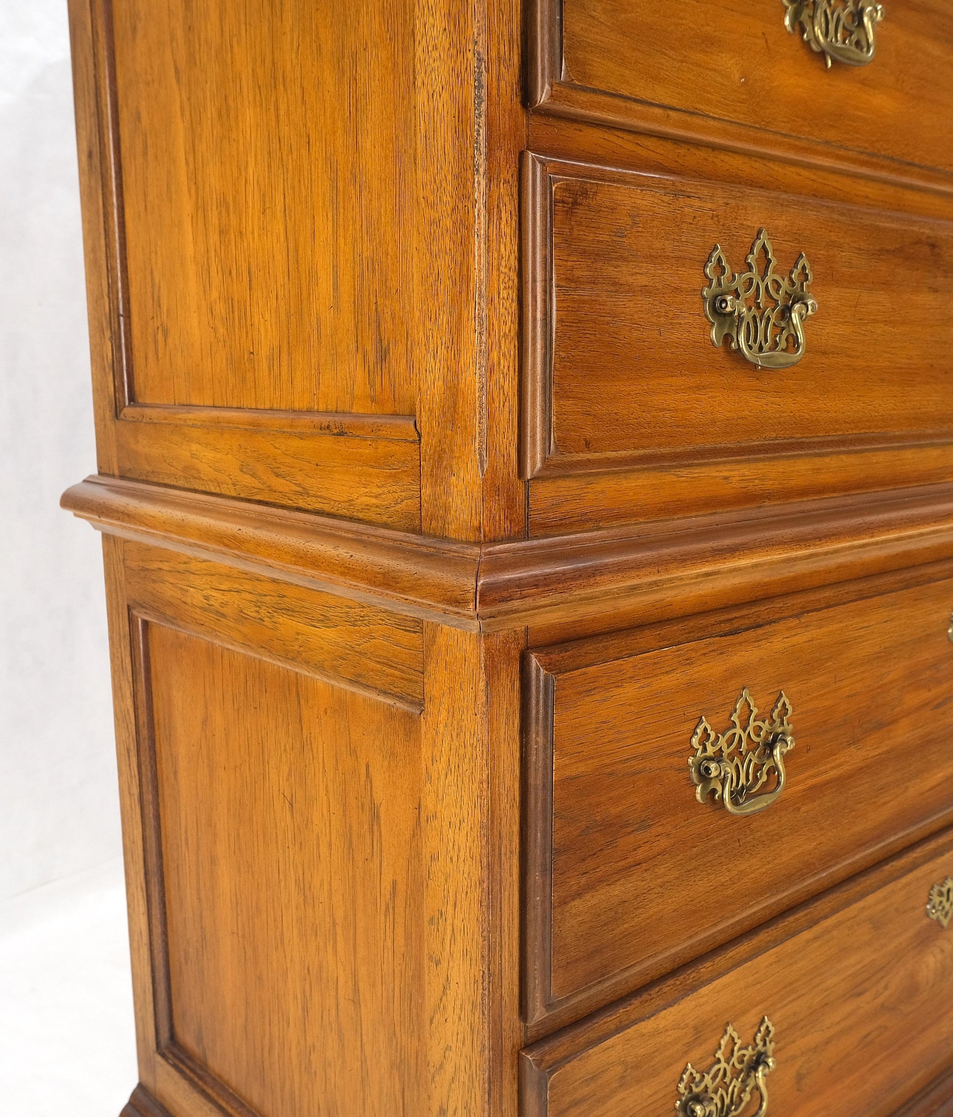 EstablishedLines Light Walnut Chest on Chest Dresser High Boy Brass Pulls by Thomasville MINT!