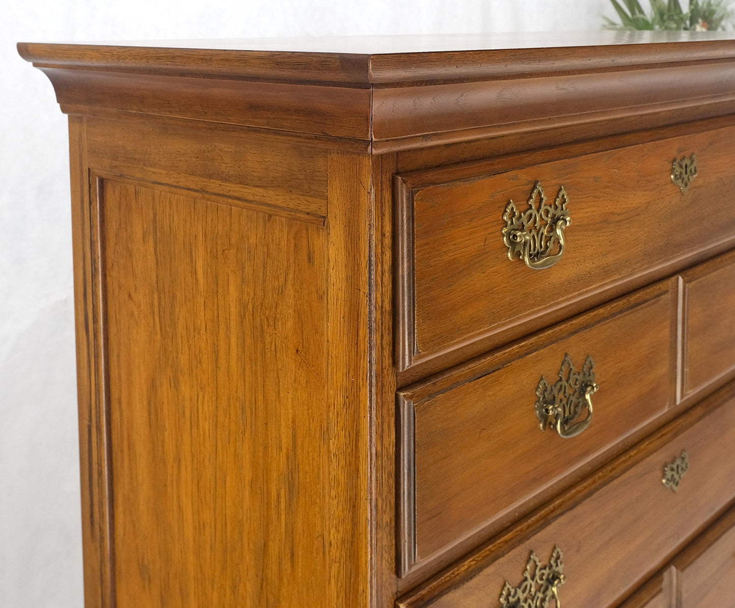 Light Walnut Chest on Chest Dresser High Boy Brass Pulls by Thomasville MINT!