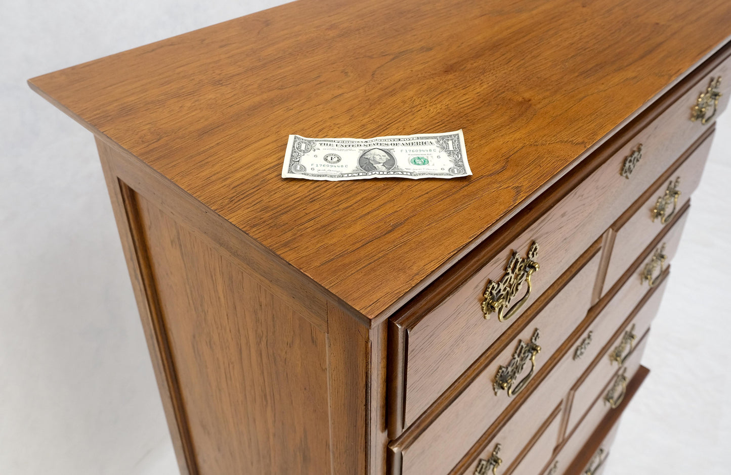 Light Walnut Chest on Chest Dresser High Boy Brass Pulls by Thomasville MINT!
