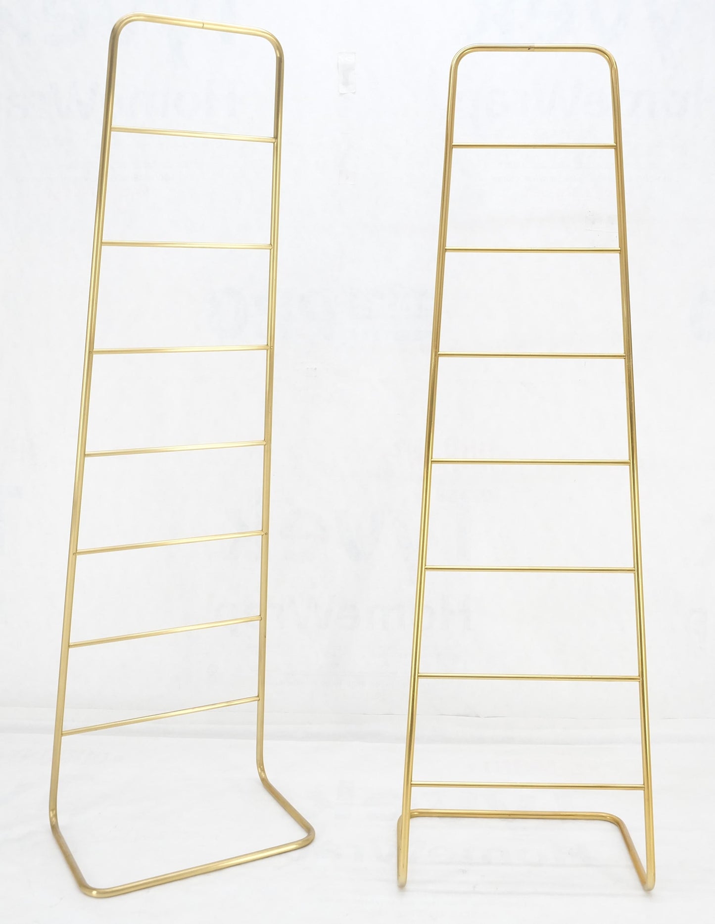 EstablishedLines Pair of 89" Tall Brass Custom Decorative Textile Fabric Towel Racks Displays