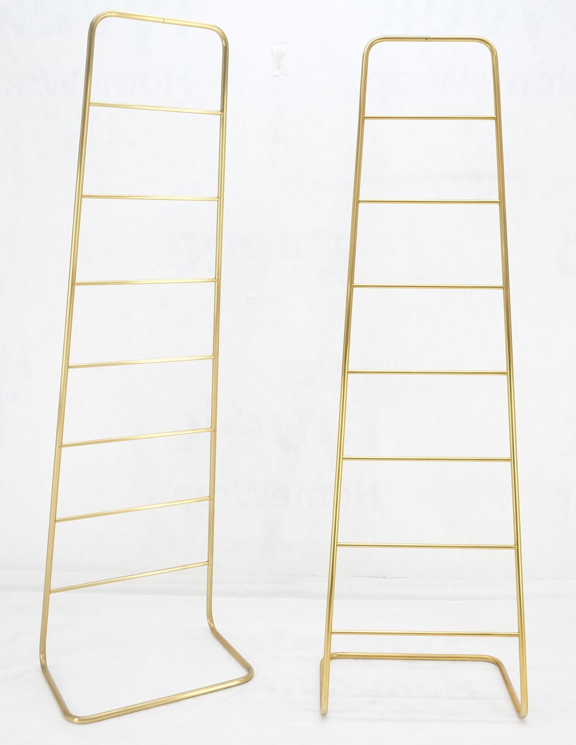EstablishedLines Pair of 89" Tall Brass Custom Decorative Textile Fabric Towel Racks Displays