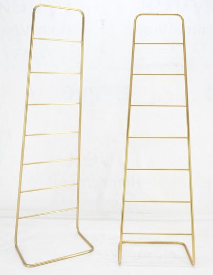 EstablishedLines Pair of 89" Tall Brass Custom Decorative Textile Fabric Towel Racks Displays