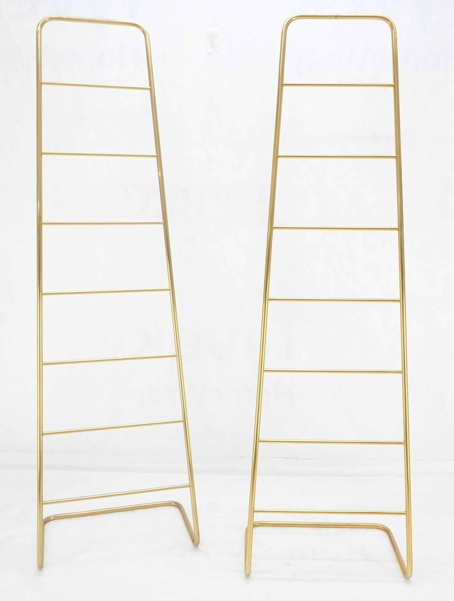EstablishedLines Pair of 89" Tall Brass Custom Decorative Textile Fabric Towel Racks Displays