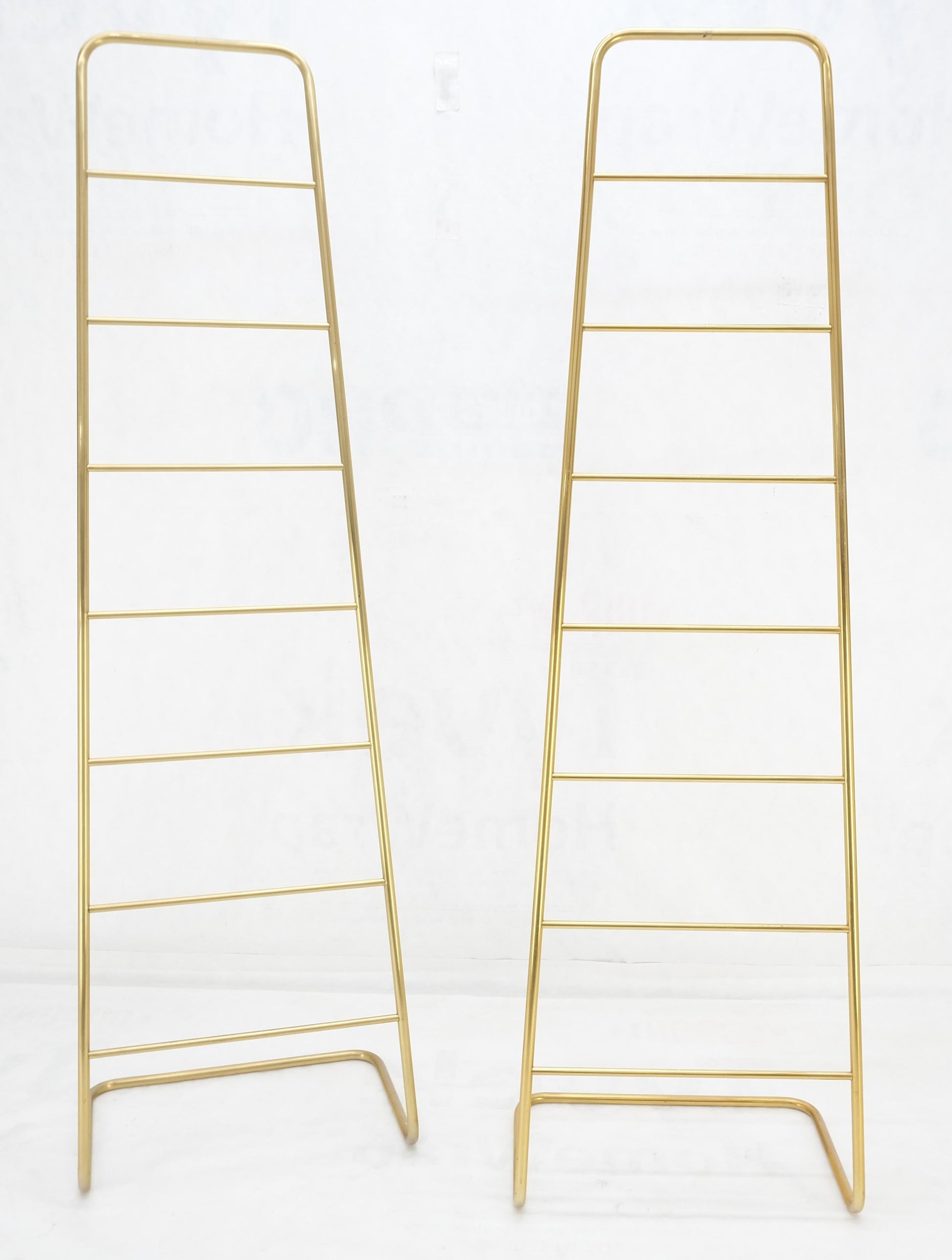 EstablishedLines Pair of 89" Tall Brass Custom Decorative Textile Fabric Towel Racks Displays