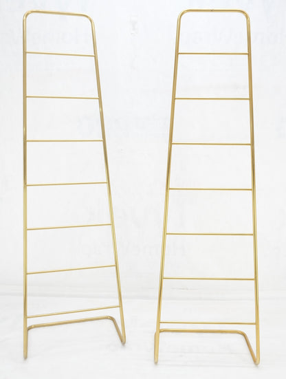 EstablishedLines Pair of 89" Tall Brass Custom Decorative Textile Fabric Towel Racks Displays