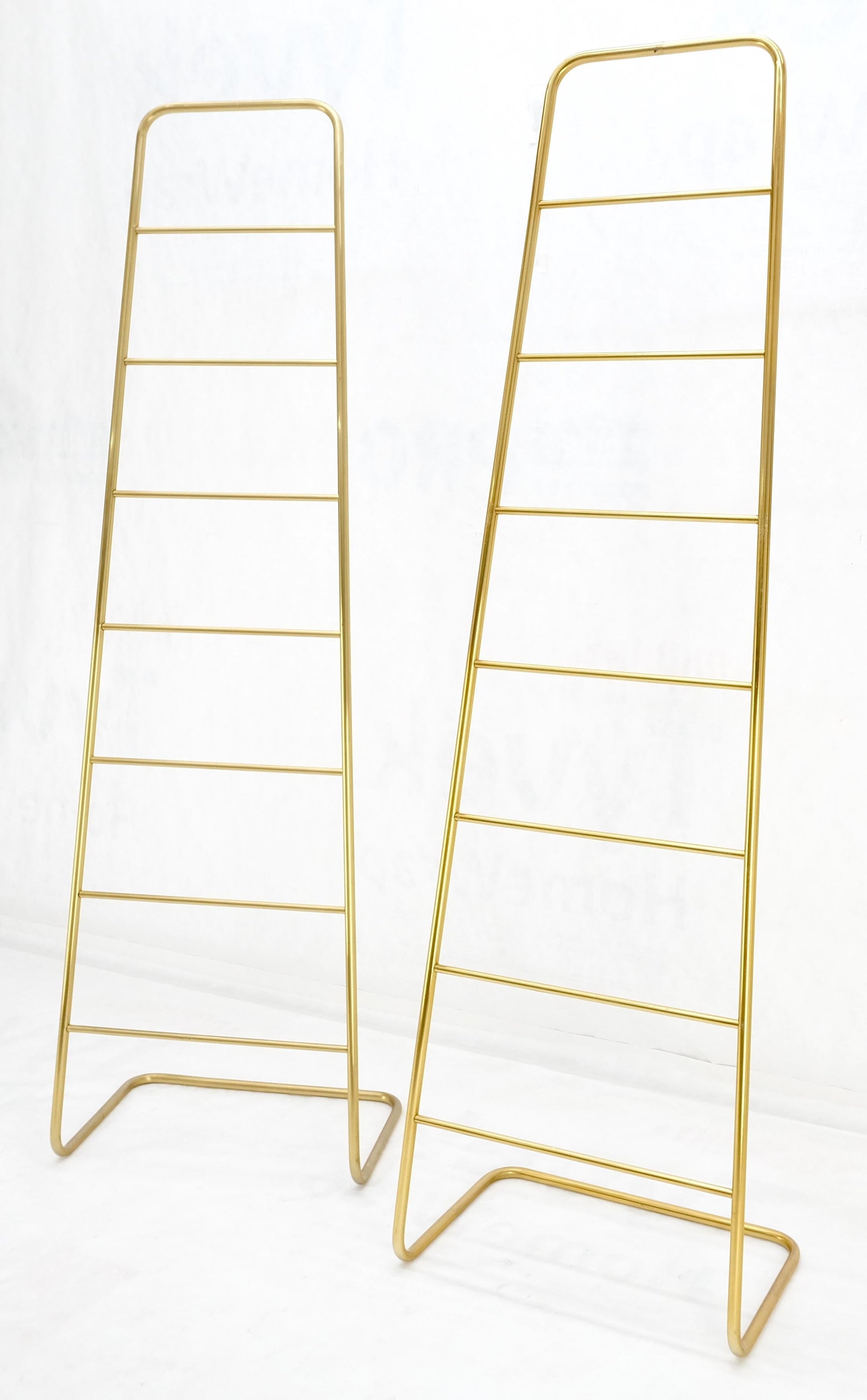 EstablishedLines Pair of 89" Tall Brass Custom Decorative Textile Fabric Towel Racks Displays