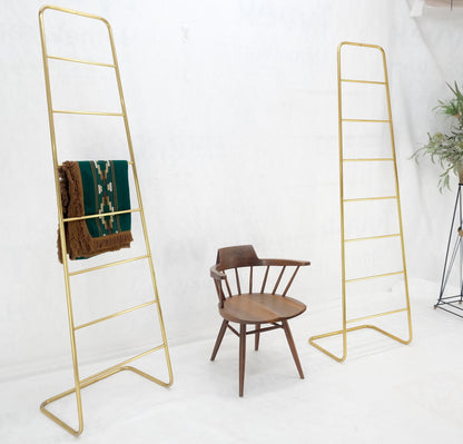EstablishedLines Pair of 89" Tall Brass Custom Decorative Textile Fabric Towel Racks Displays