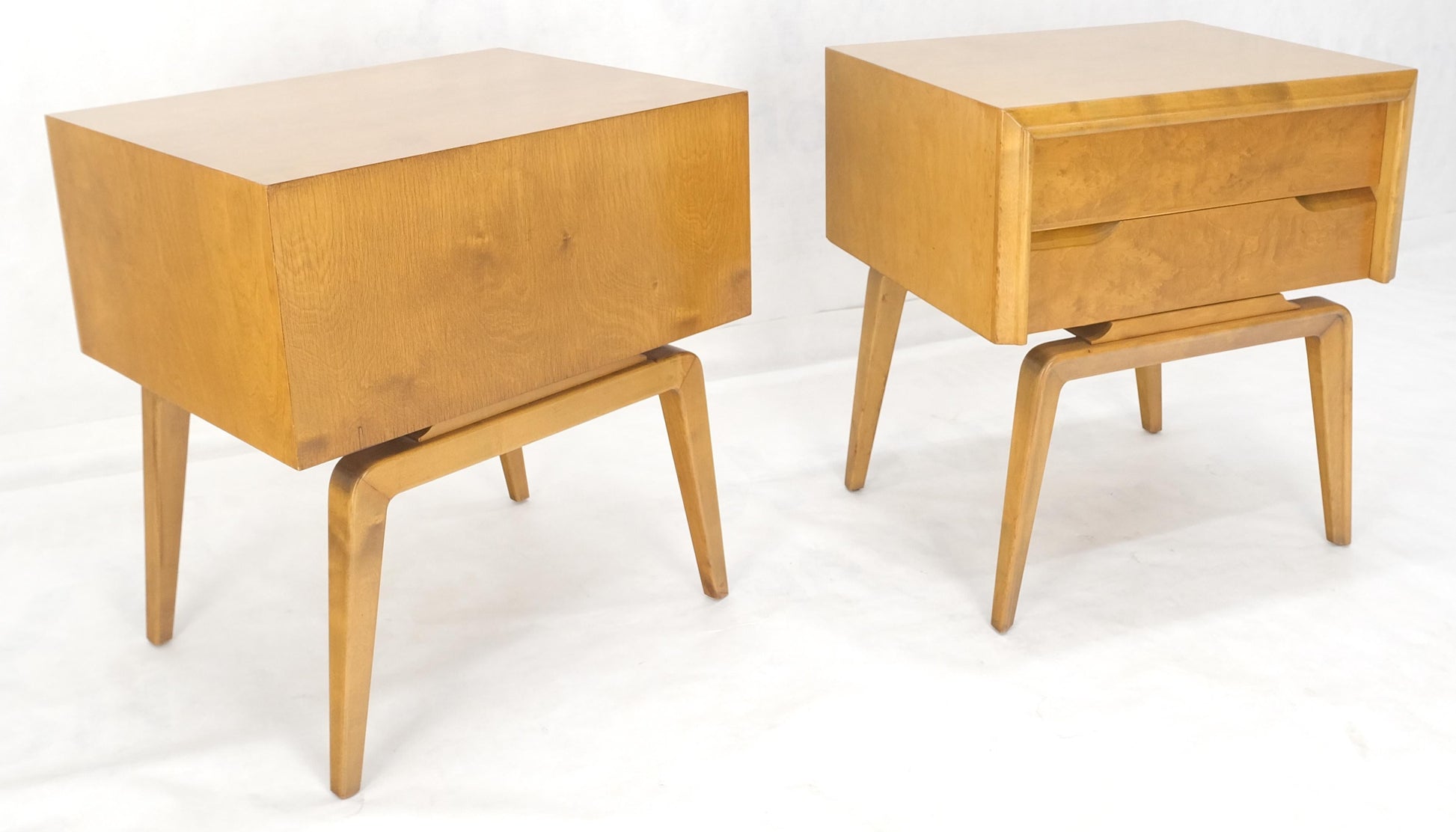 EstablishedLines Pair Swedish Edmund Spence 2 Drawer Blond Birch Night Bed Stands Cabinets MINT!