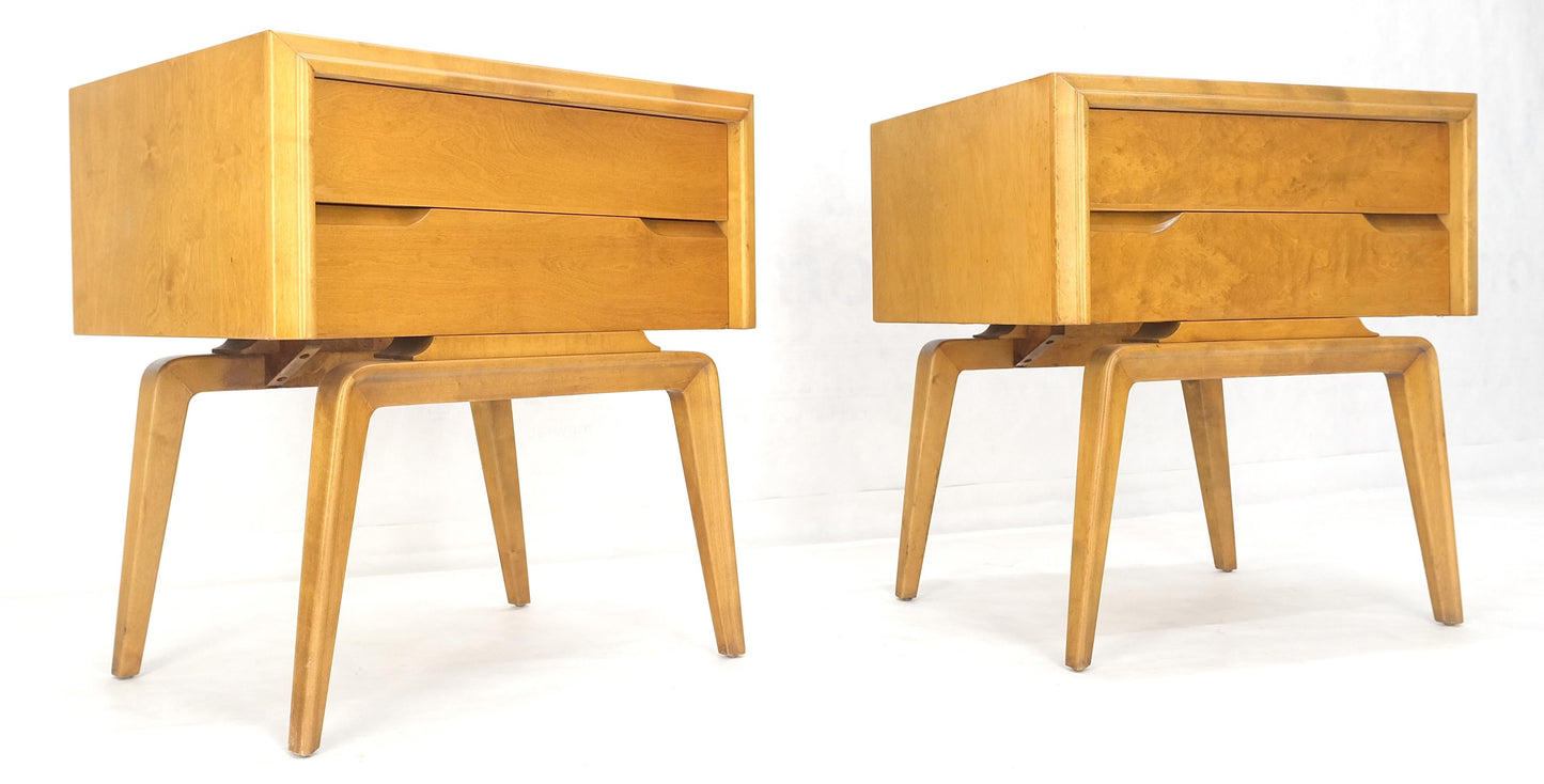 EstablishedLines Pair Swedish Edmund Spence 2 Drawer Blond Birch Night Bed Stands Cabinets MINT!