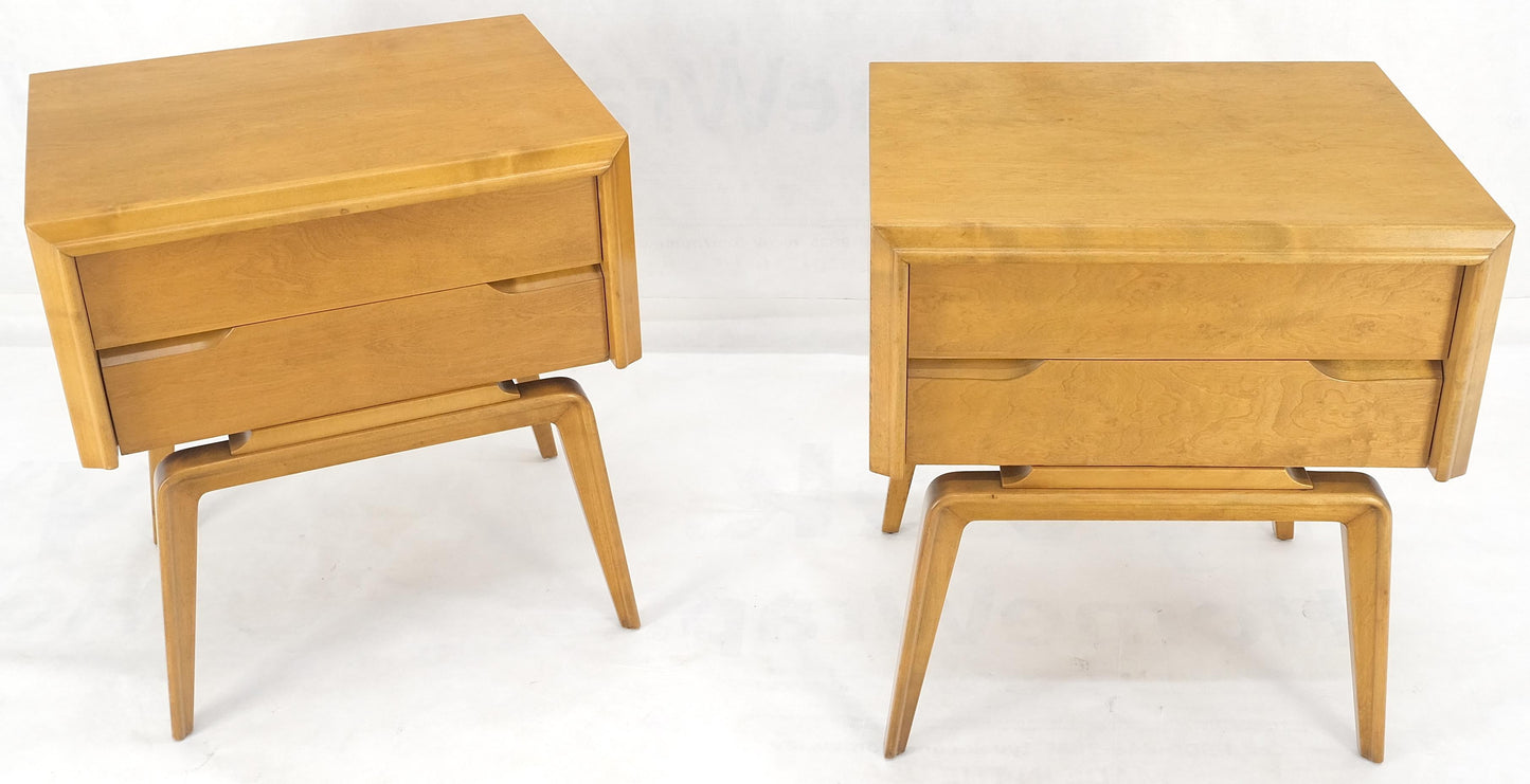 EstablishedLines Pair Swedish Edmund Spence 2 Drawer Blond Birch Night Bed Stands Cabinets MINT!