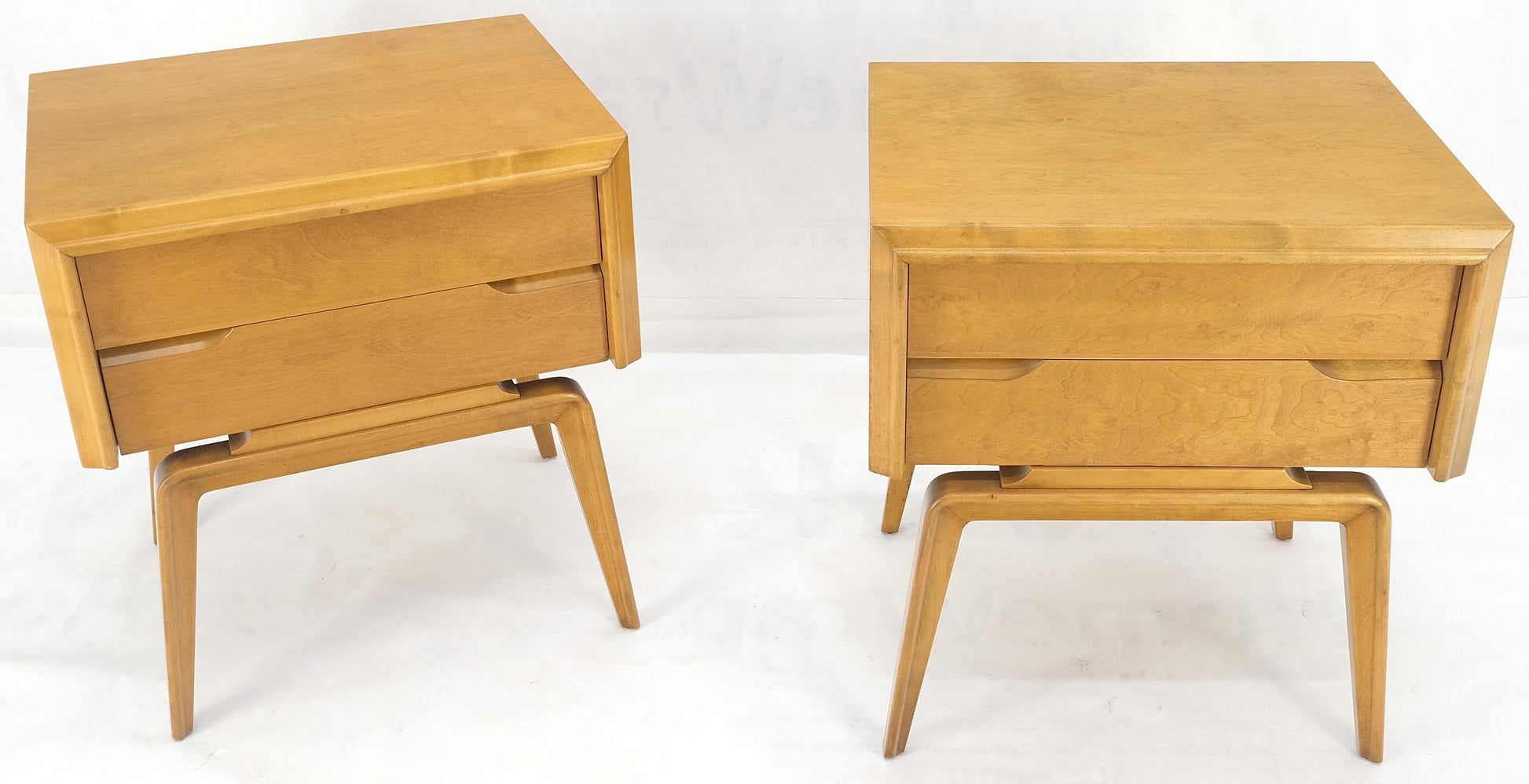 EstablishedLines Pair Swedish Edmund Spence 2 Drawer Blond Birch Night Bed Stands Cabinets MINT!