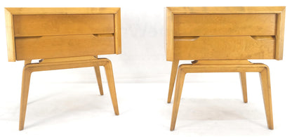 EstablishedLines Pair Swedish Edmund Spence 2 Drawer Blond Birch Night Bed Stands Cabinets MINT!