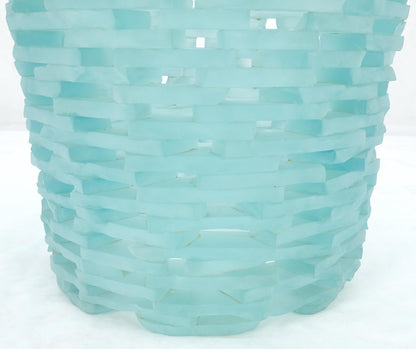 EstablishedLines Fused Glass "Ice" Blocks Round Base Studio Made 3/4" 48" Glass Top Coffee Table