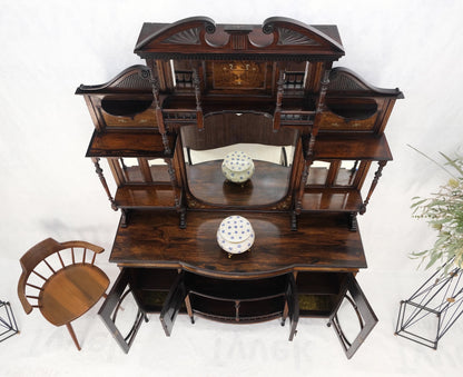 Victorian Rosewood Sideboard Credenza Etagere Display Cabinet Beveled Glass Mint