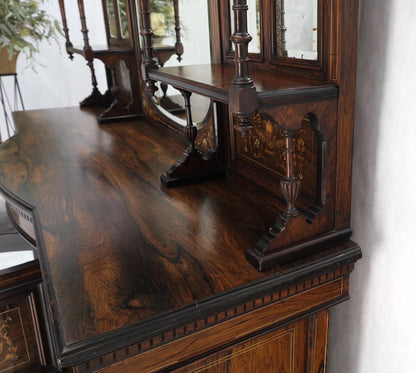 Victorian Rosewood Sideboard Credenza Etagere Display Cabinet Beveled Glass Mint