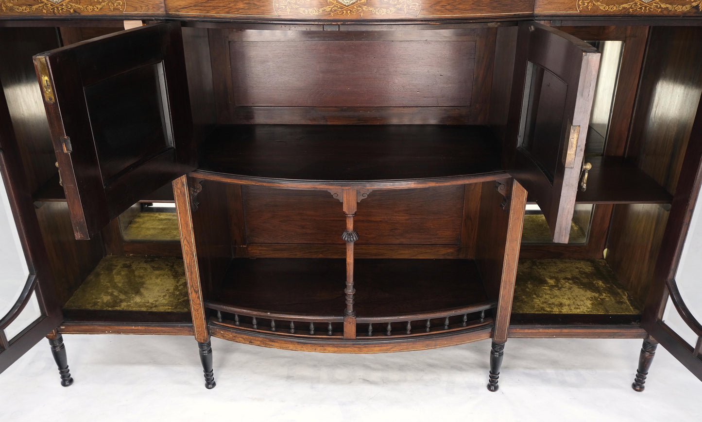 Victorian Rosewood Sideboard Credenza Etagere Display Cabinet Beveled Glass Mint