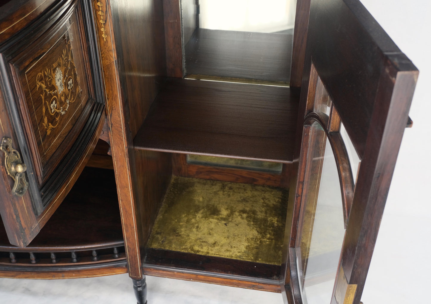 Victorian Rosewood Sideboard Credenza Etagere Display Cabinet Beveled Glass Mint