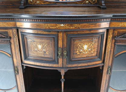 Victorian Rosewood Sideboard Credenza Etagere Display Cabinet Beveled Glass Mint