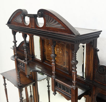 Victorian Rosewood Sideboard Credenza Etagere Display Cabinet Beveled Glass Mint