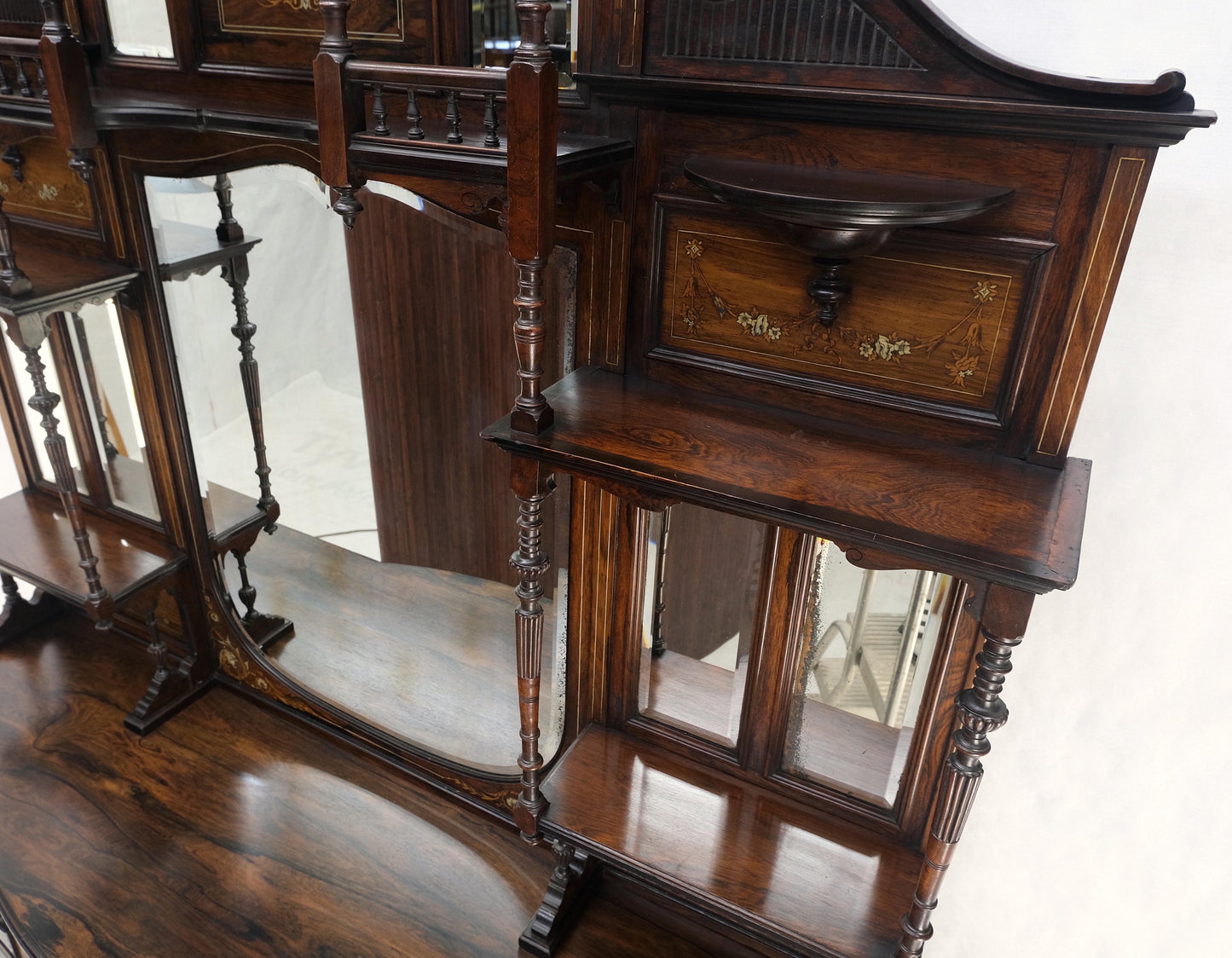 Victorian Rosewood Sideboard Credenza Etagere Display Cabinet Beveled Glass Mint