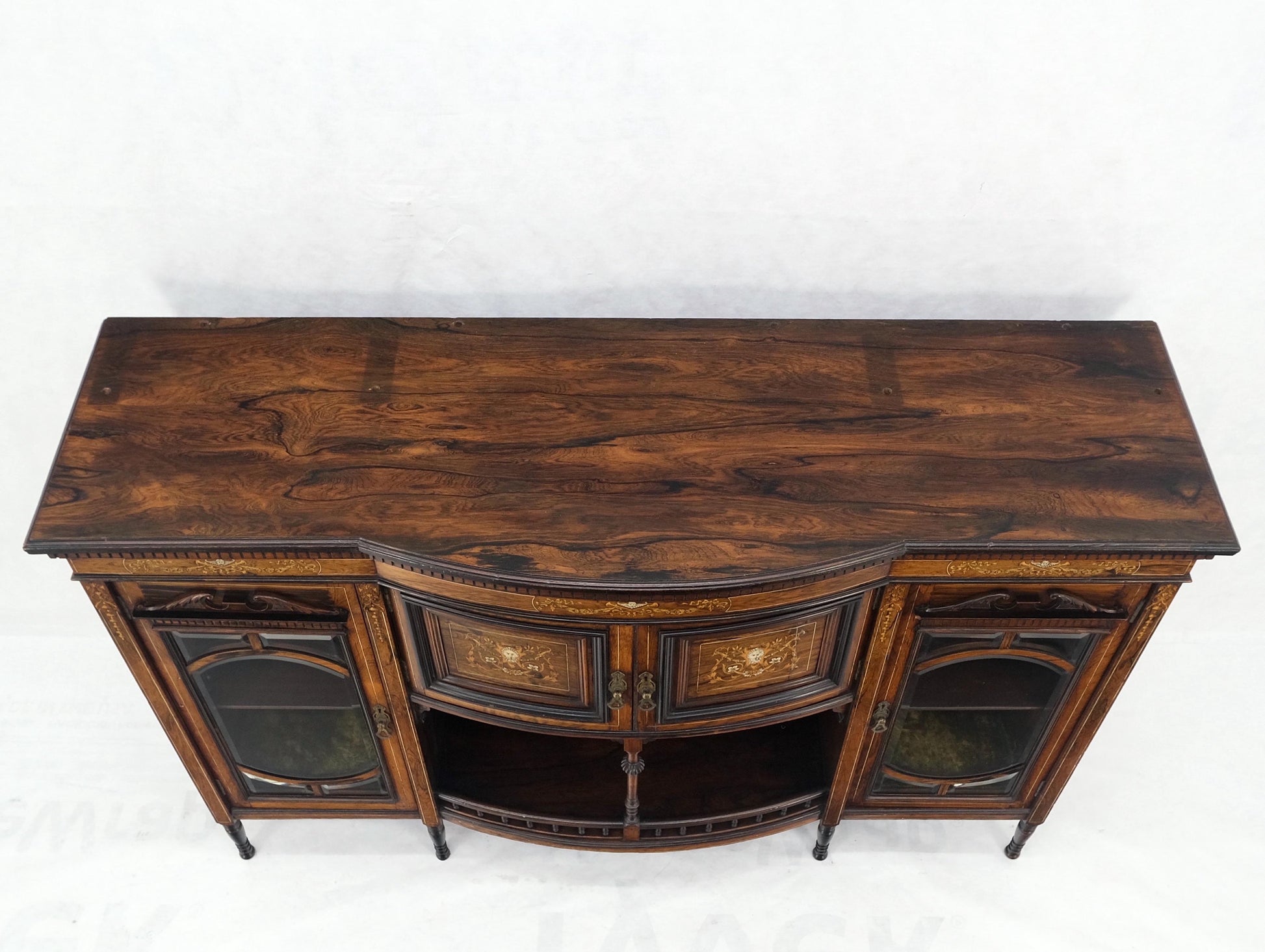 EstablishedLines Victorian Rosewood Sideboard Credenza Etagere Display Cabinet Beveled Glass Mint