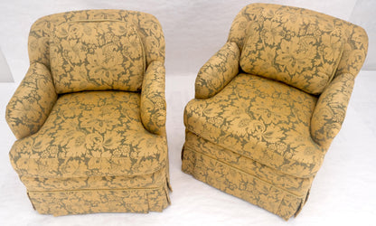 EstablishedLines Pair of Gold Floral Pattern Upholstery Lounge Chairs by Thomasville MINT