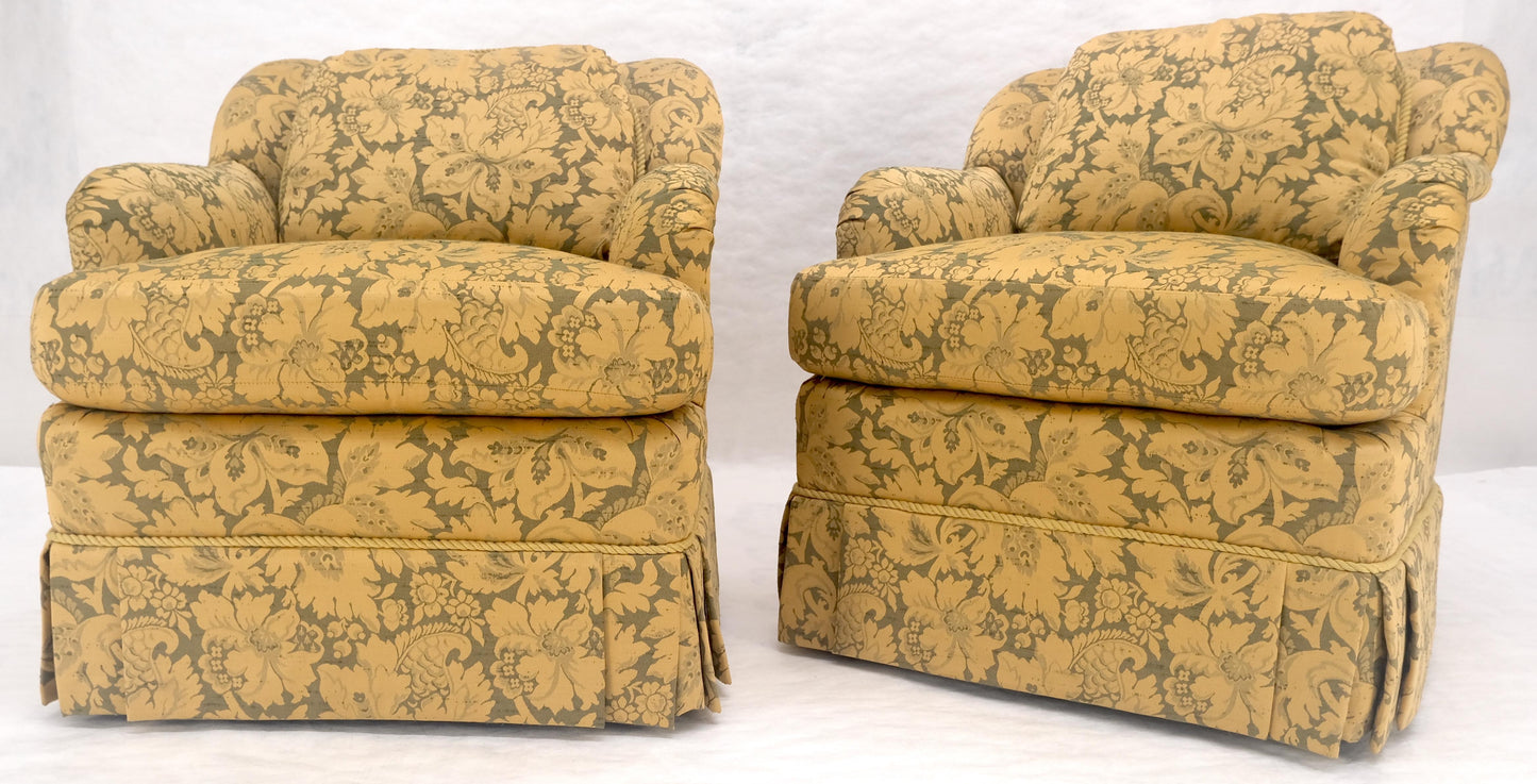 EstablishedLines Pair of Gold Floral Pattern Upholstery Lounge Chairs by Thomasville MINT