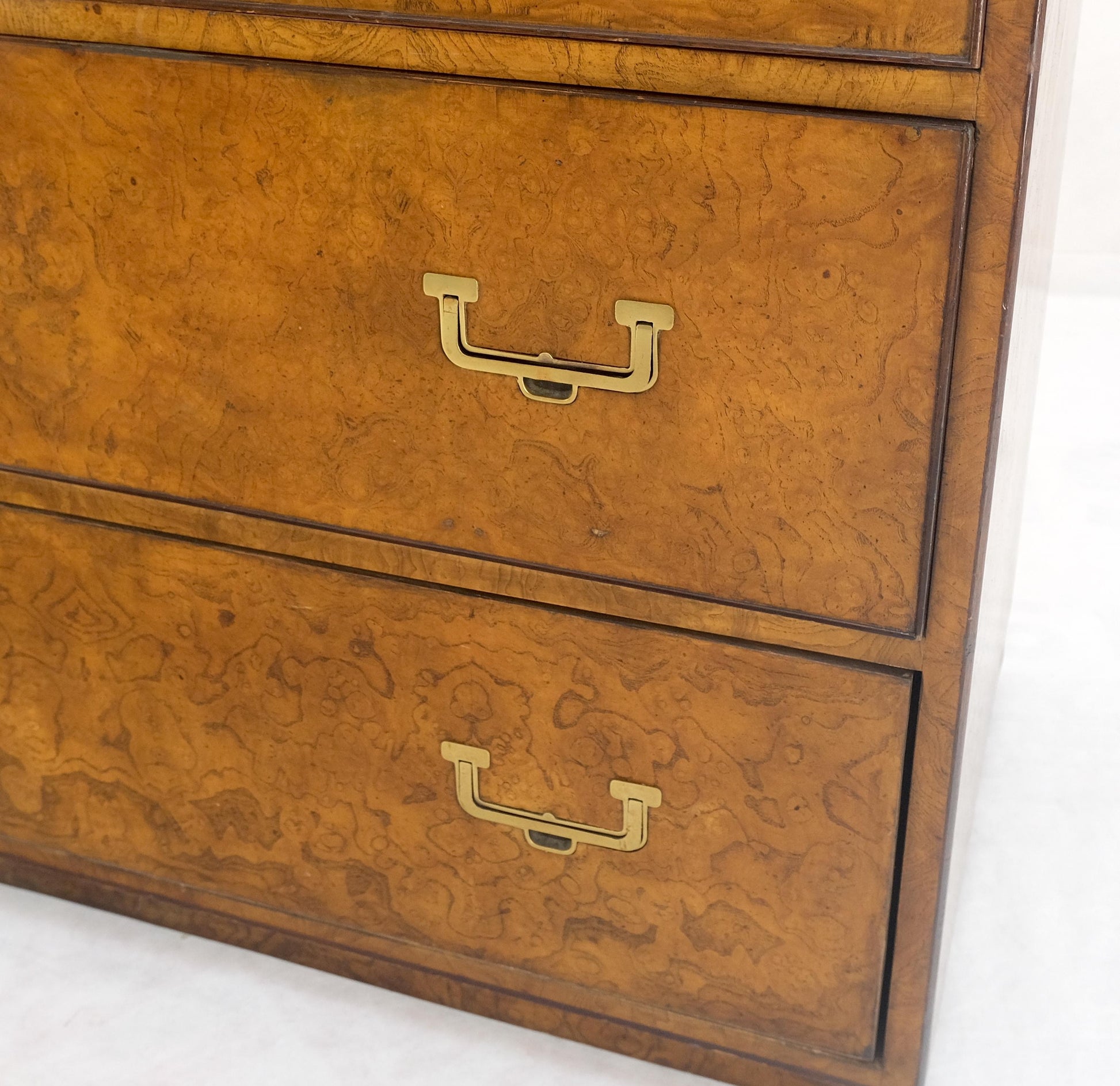 EstablishedLines Burl Wood Large 74" Tall Gentelman's Chest Dresser High Boy Campaign Style MINT!