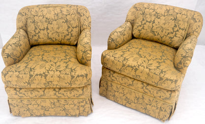 EstablishedLines Pair of Gold Floral Pattern Upholstery Lounge Chairs by Thomasville MINT