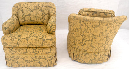 EstablishedLines Pair of Gold Floral Pattern Upholstery Lounge Chairs by Thomasville MINT
