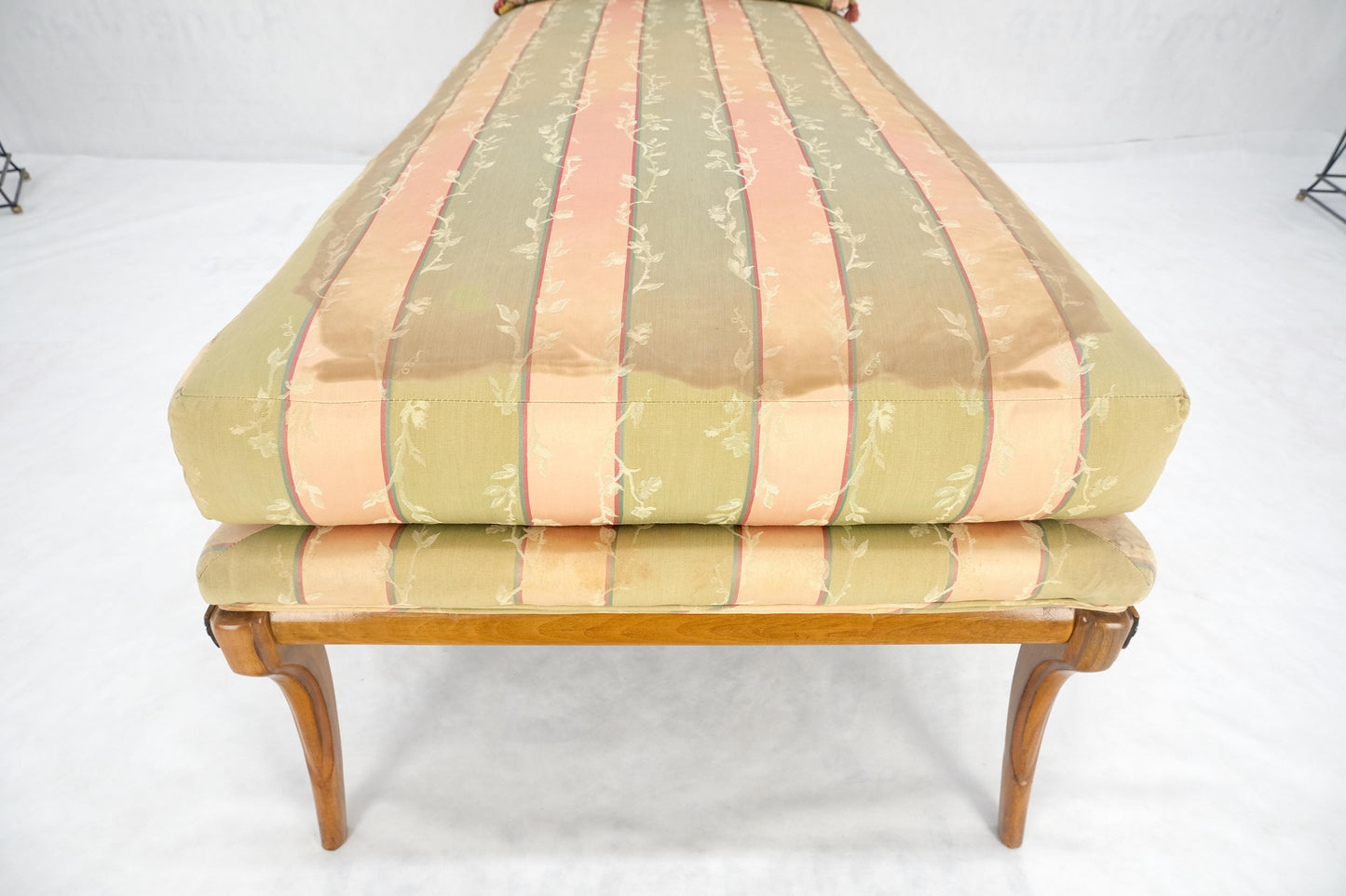 Klismos Light Carved Walnut Frame Chaise Lounge Chair Stunning MIINT Frame!