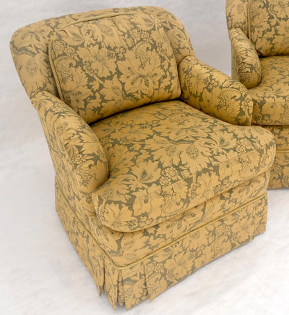 EstablishedLines Pair of Gold Floral Pattern Upholstery Lounge Chairs by Thomasville MINT