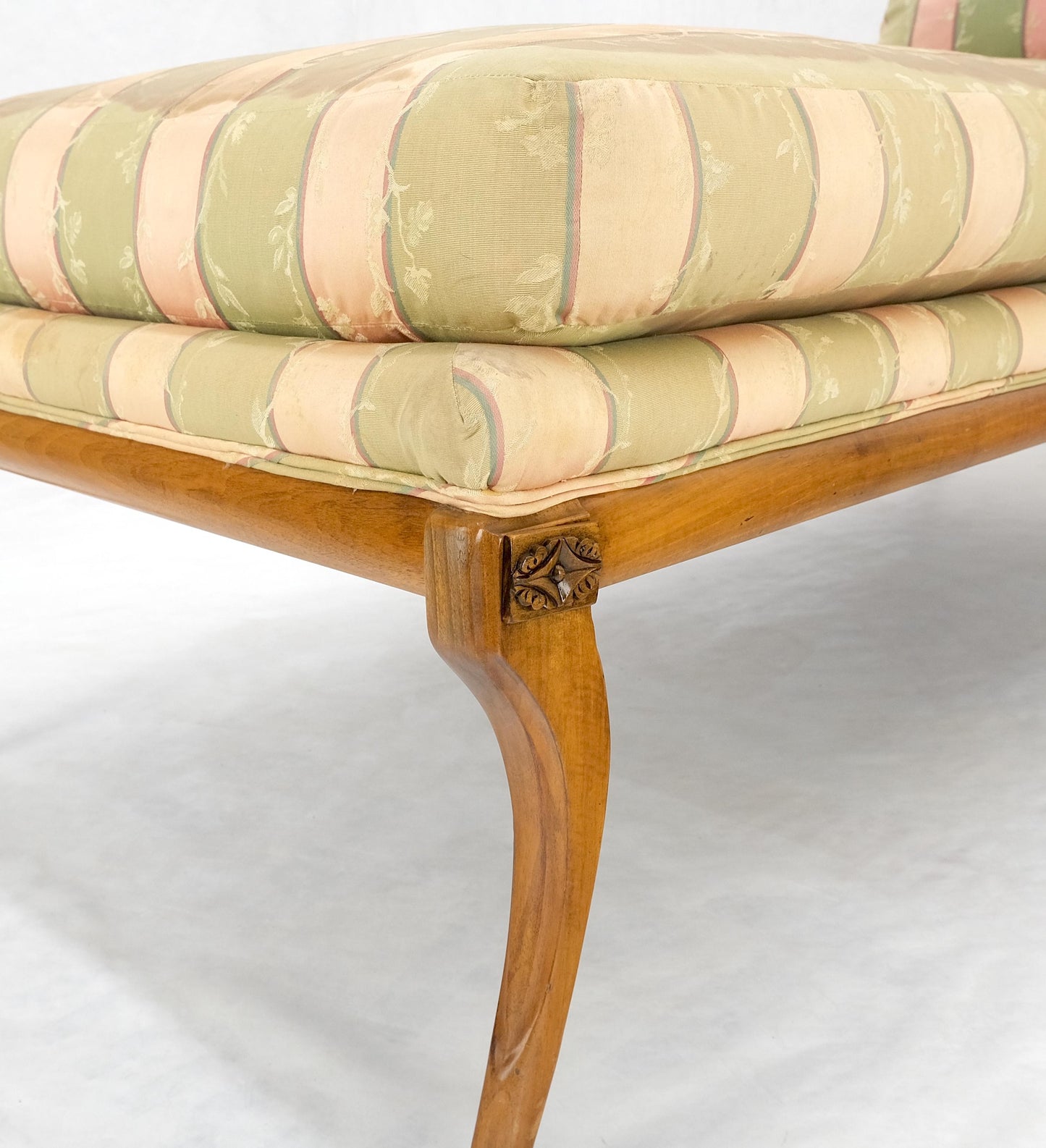 Klismos Light Carved Walnut Frame Chaise Lounge Chair Stunning MIINT Frame!