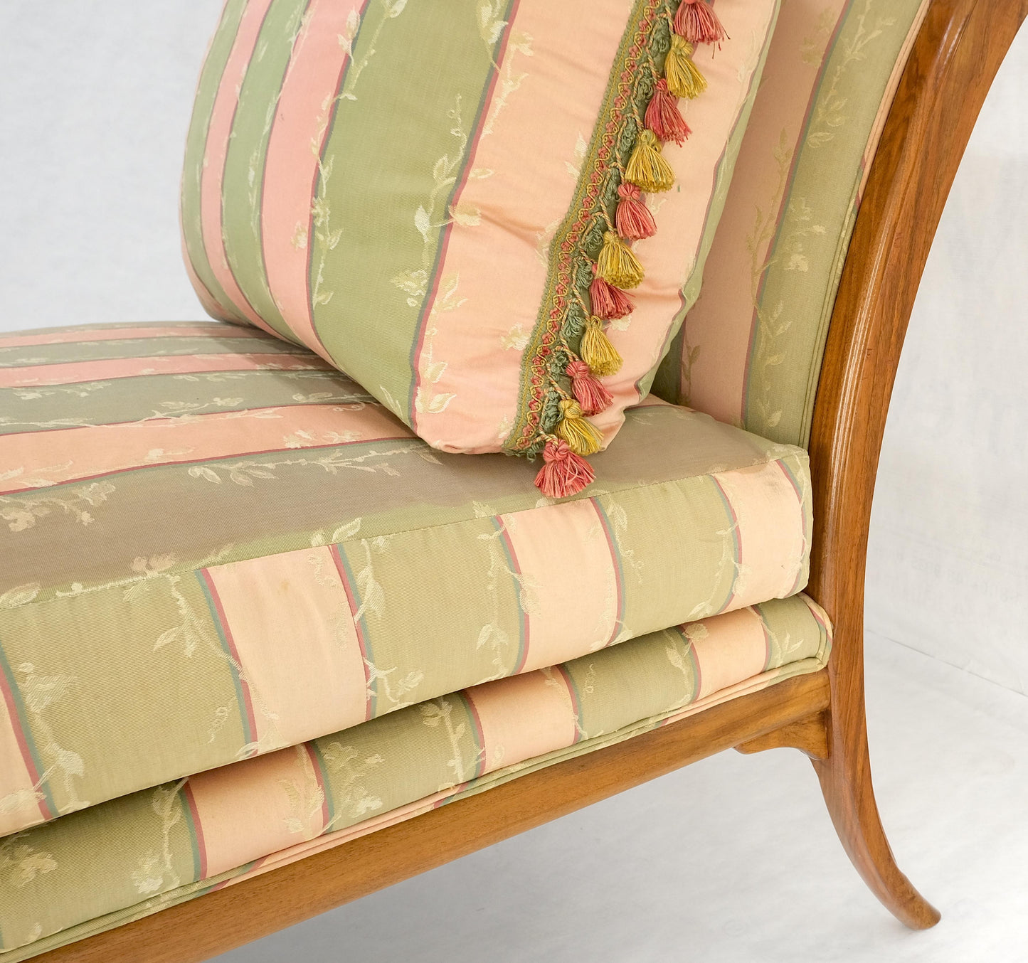 Klismos Light Carved Walnut Frame Chaise Lounge Chair Stunning MIINT Frame!