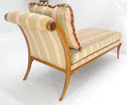Klismos Light Carved Walnut Frame Chaise Lounge Chair Stunning MIINT Frame!