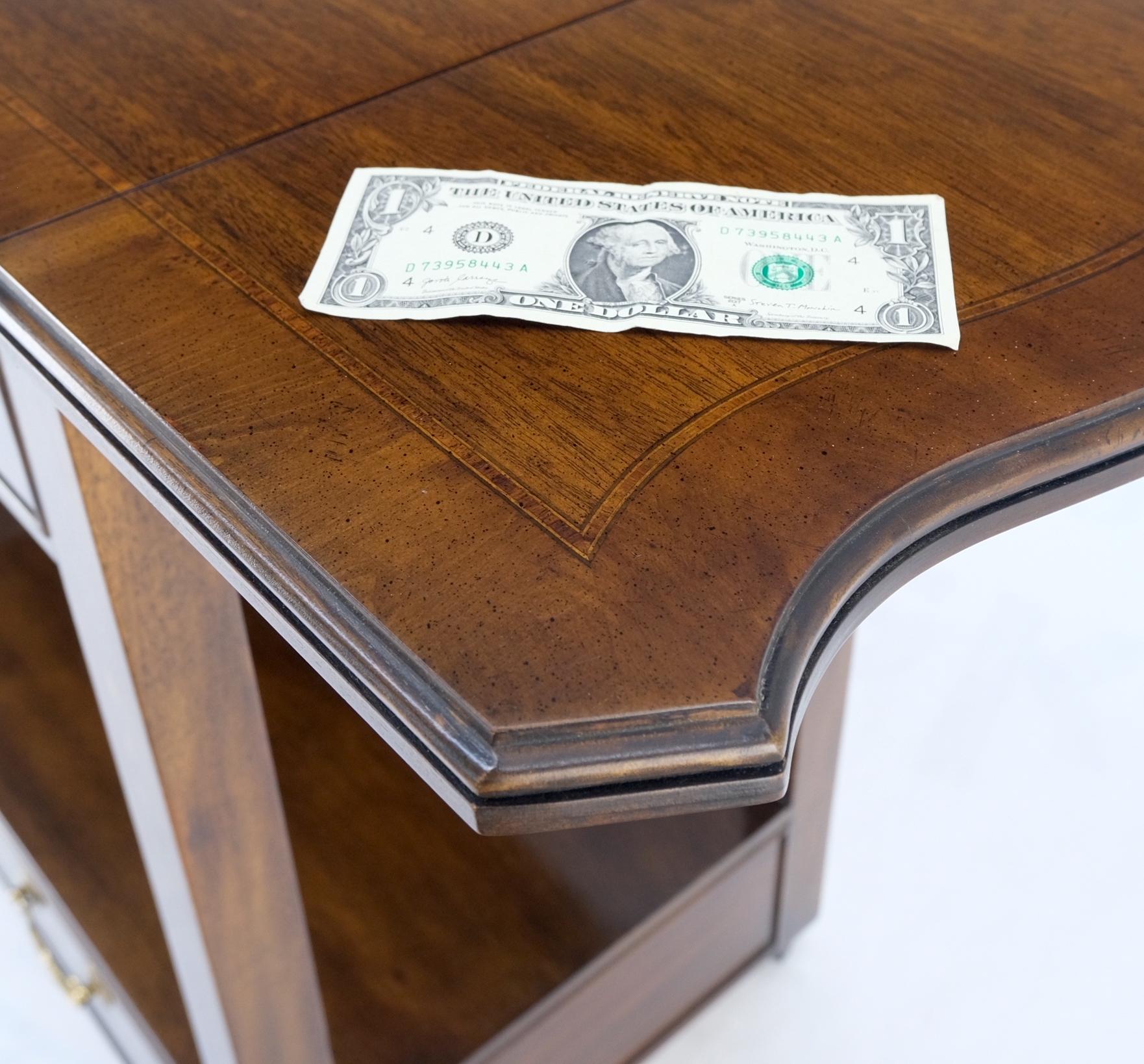 EstablishedLines Mahogany Banded Inlay Drop Leaf Silver Drawer 5 Drawers Server Cart on Wheels