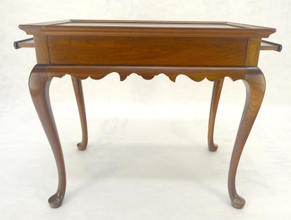 EstablishedLines Queen Ann Solid Mahogany Pull Out Trays Gallery Top Side End Table MINT