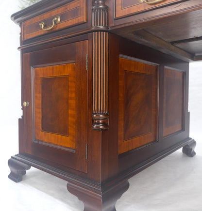 EstablishedLines Large Double Pedestal Embossed Leather Top Mahogany Partners Desk MINT