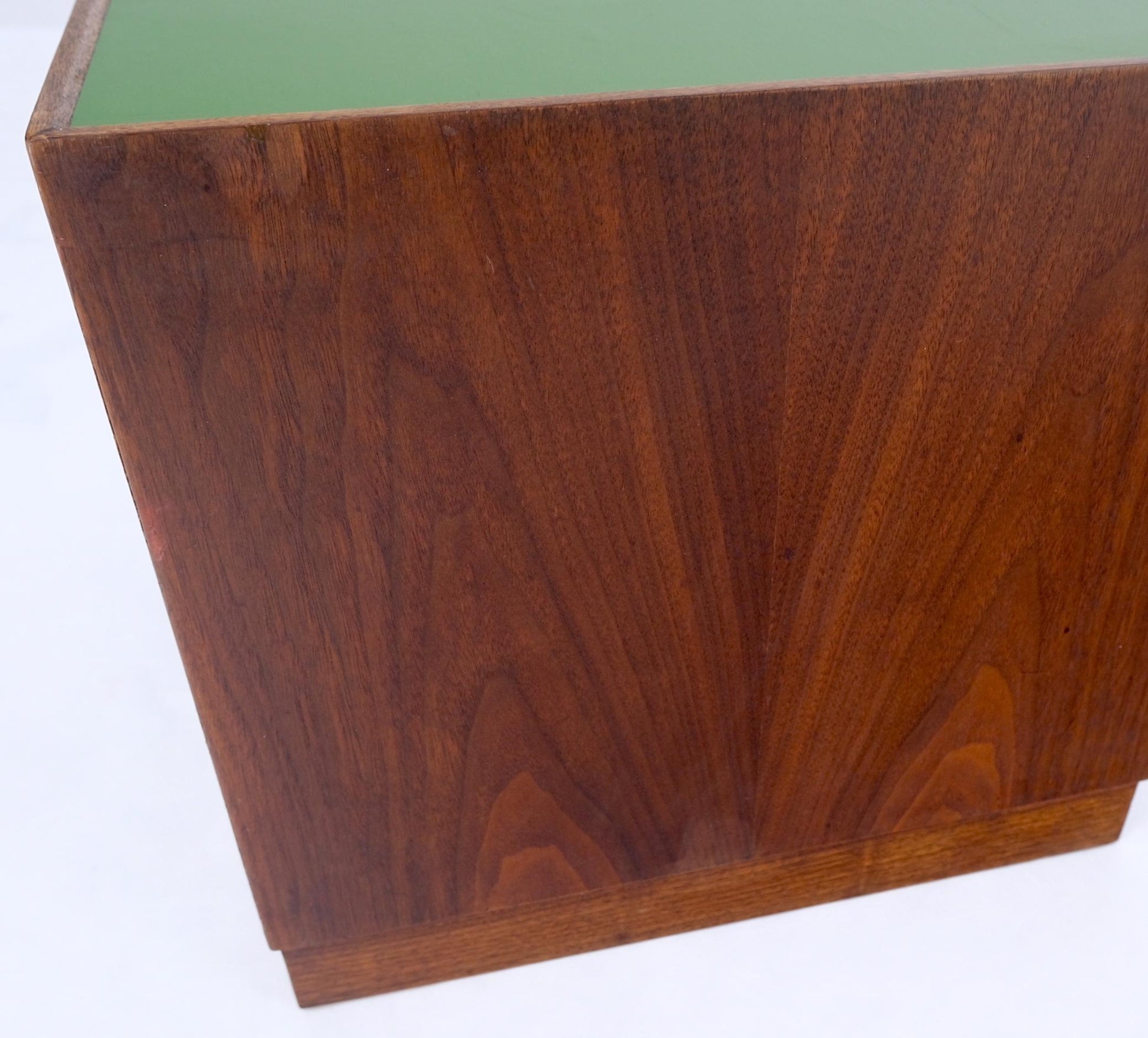 EstablishedLines Pair of Cube Shape Walnut Mid-Century Modern End Side Occasional Tables Stands