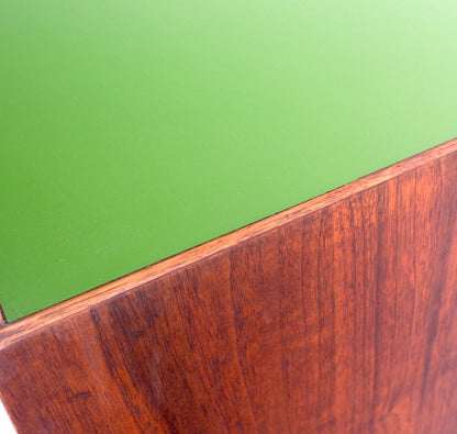 EstablishedLines Pair of Cube Shape Walnut Mid-Century Modern End Side Occasional Tables Stands