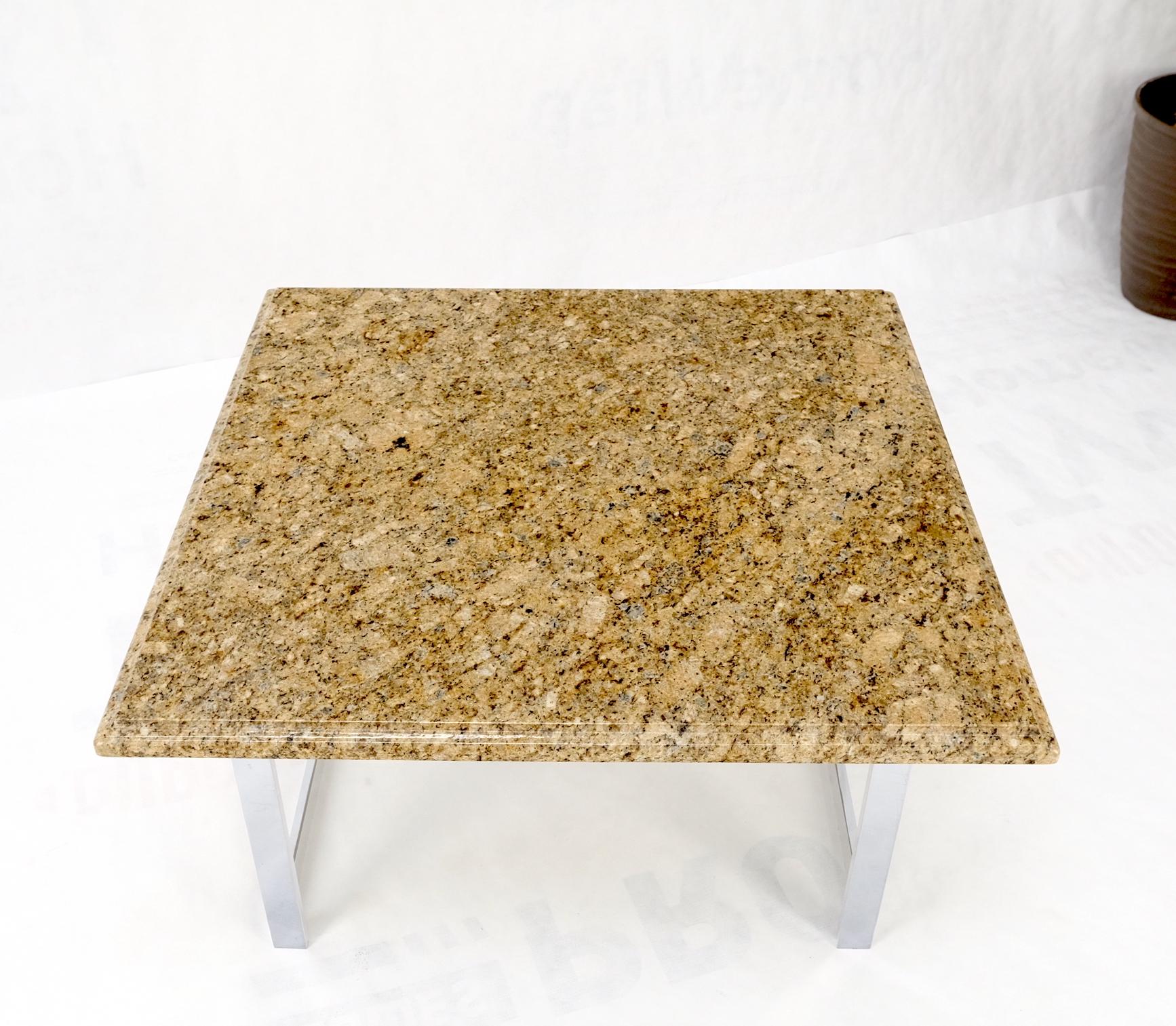 EstablishedLines Mid Century Square Granite Top Chrome Base Occasional Coffee Side End Table MINT