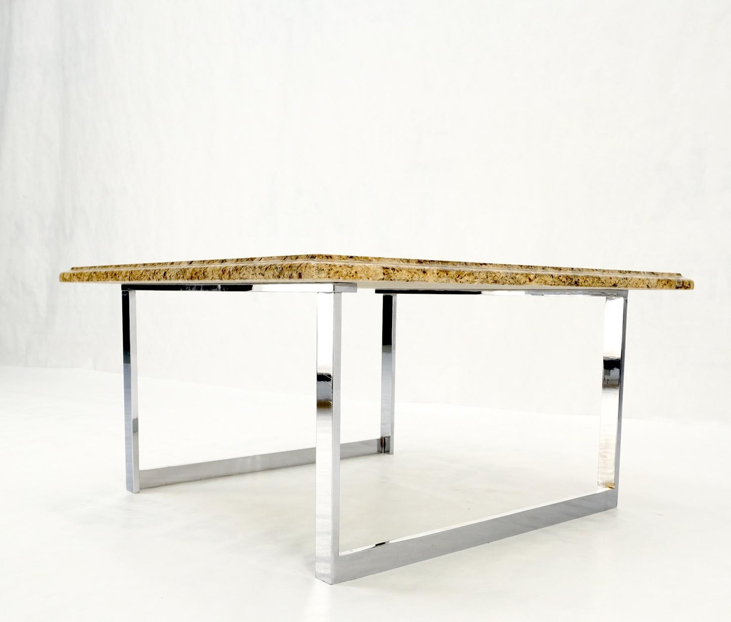 EstablishedLines Mid Century Square Granite Top Chrome Base Occasional Coffee Side End Table MINT