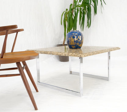 EstablishedLines Mid Century Square Granite Top Chrome Base Occasional Coffee Side End Table MINT