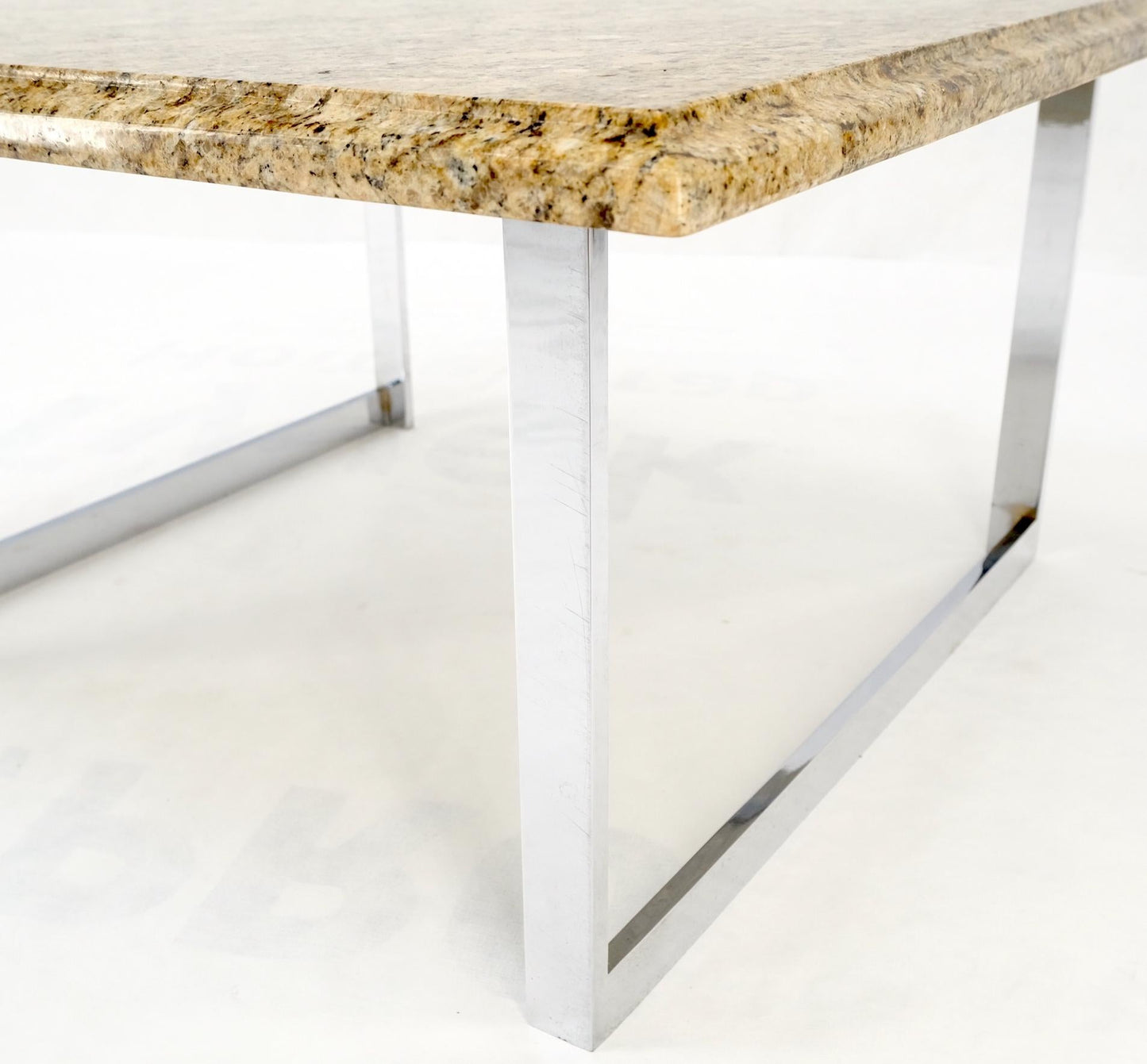 EstablishedLines Mid Century Square Granite Top Chrome Base Occasional Coffee Side End Table MINT