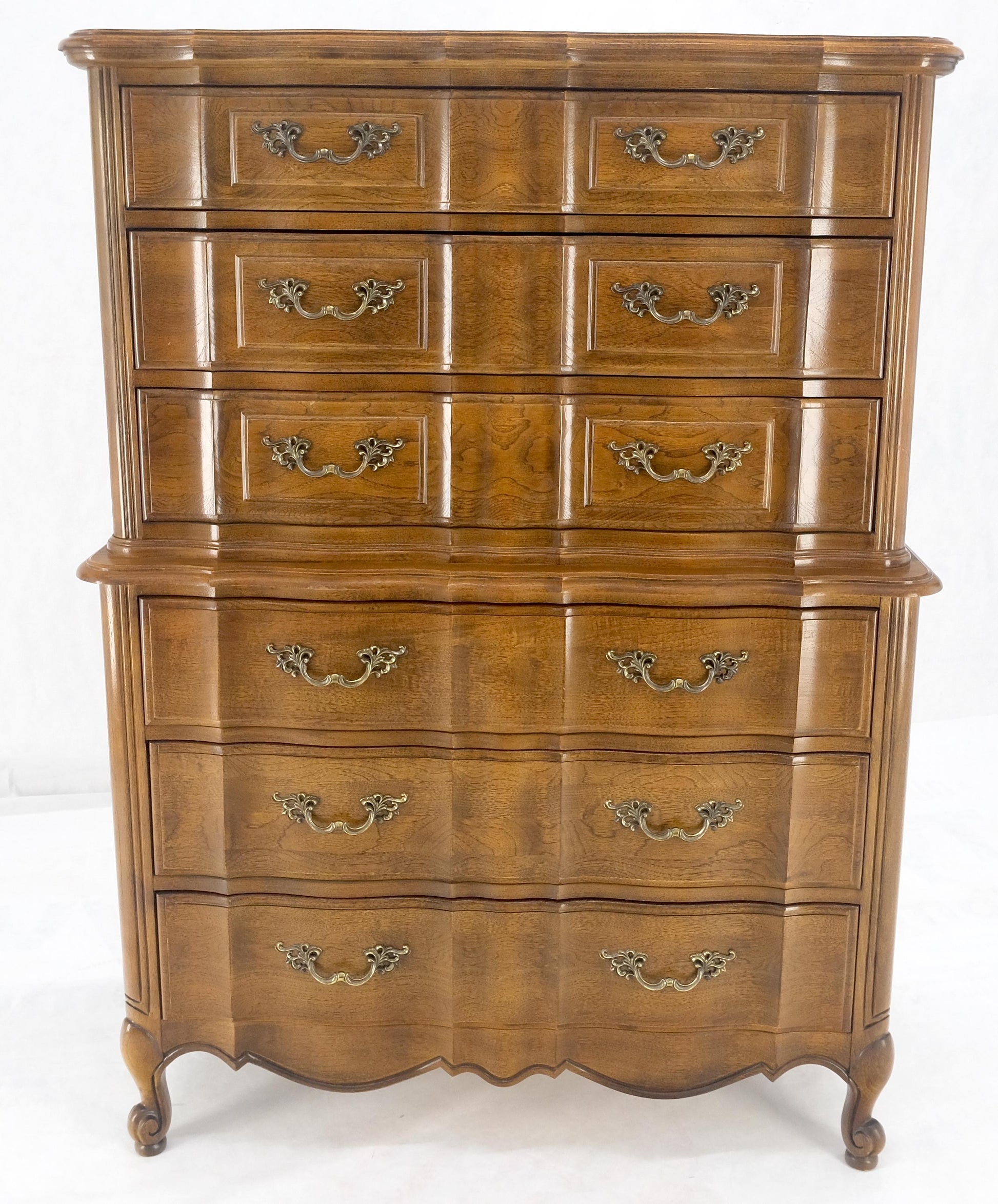 EstablishedLines Dark Amber Tone 6 Drawers High Boy French Chest of Drawers by Thomasville MINT!