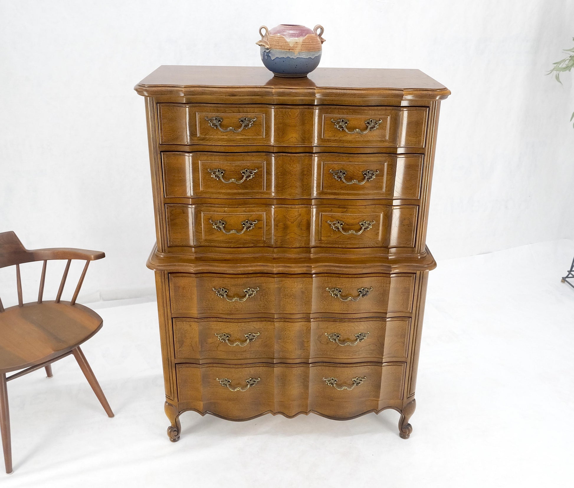 EstablishedLines Dark Amber Tone 6 Drawers High Boy French Chest of Drawers by Thomasville MINT!