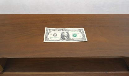 EstablishedLines Walnut Storage Compartment Wedge Shape Headboard Queen Size Bed w/ Rails MINT