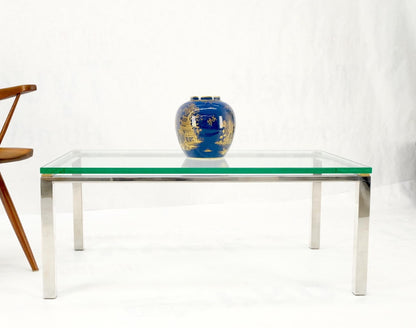 EstablishedLines Polished Stainless Steel & Brass Glass Top Rectangle Coffee Table Mid Century